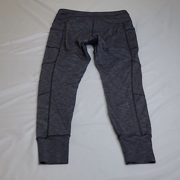 L ATHLETA GRAY BLACK JOGGERS LEGGINGS EXCURSION w/ POCKETS LARGE - Picture 9 of 11